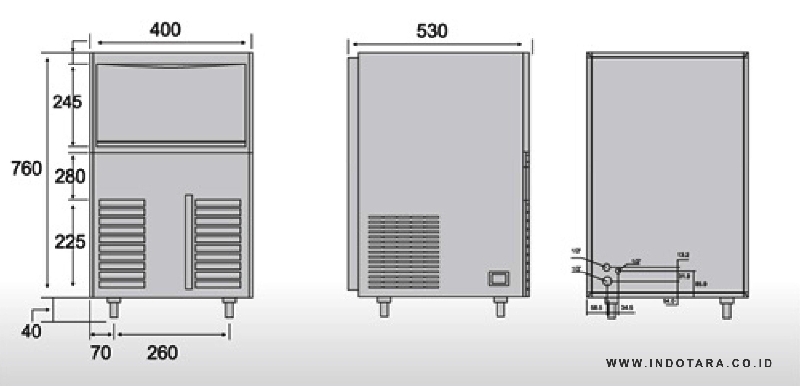 Tomori Ice Maker EC 65 Dimension